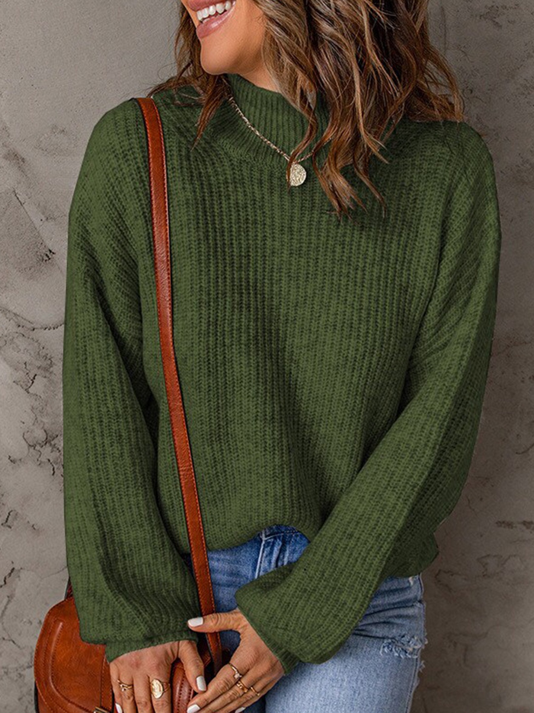 

StyleCast Women Green Ribbed Pullover