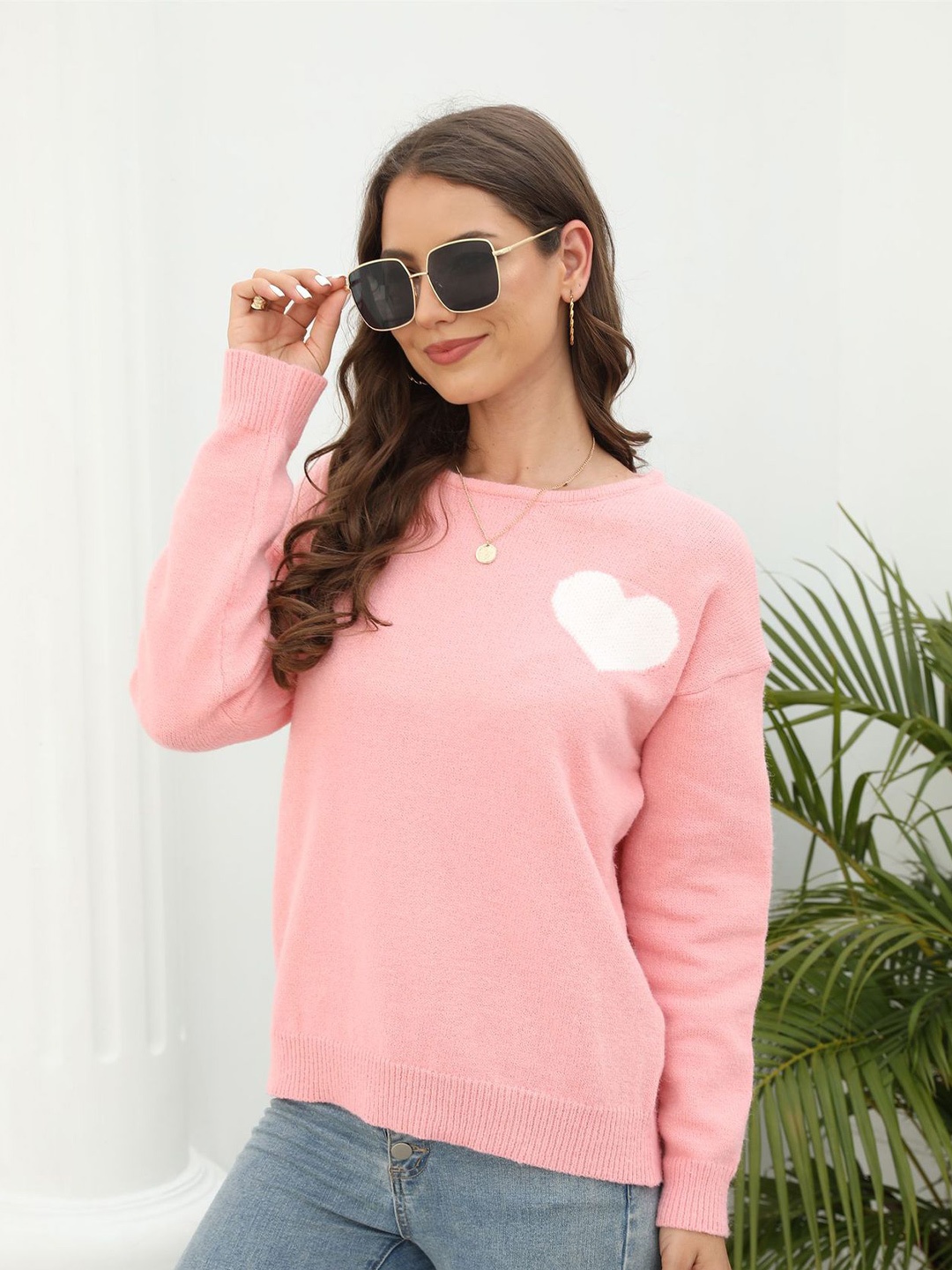 

BoStreet Women Pink & White Pullover