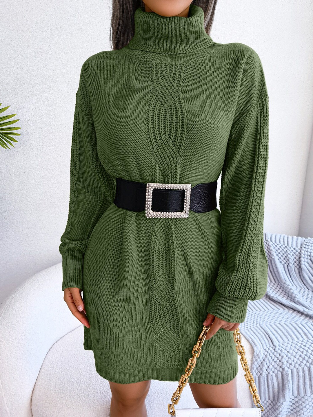 

BoStreet Green Sweater Mini Dress