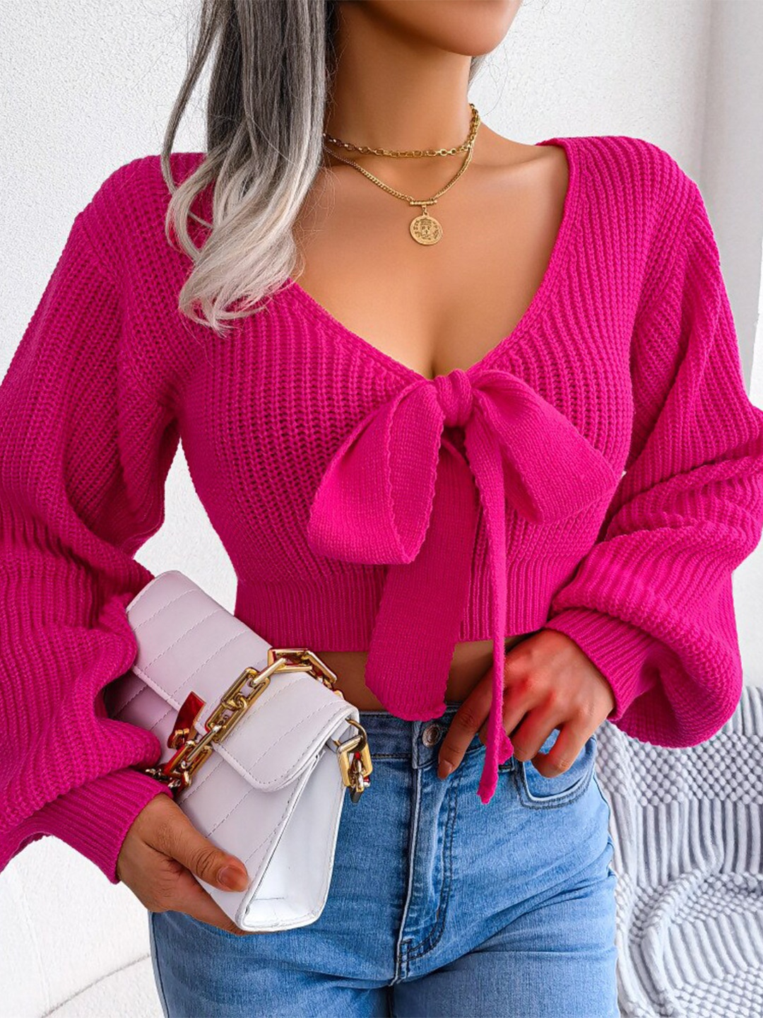 

BoStreet Women Pink Crop Pullover