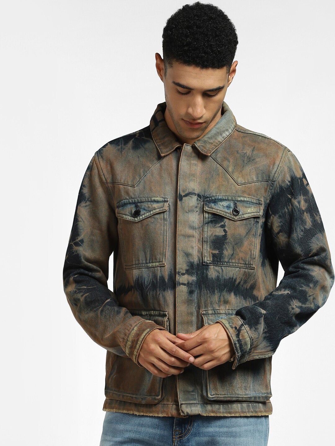 

Jack & Jones Men Blue Washed Denim Jacket