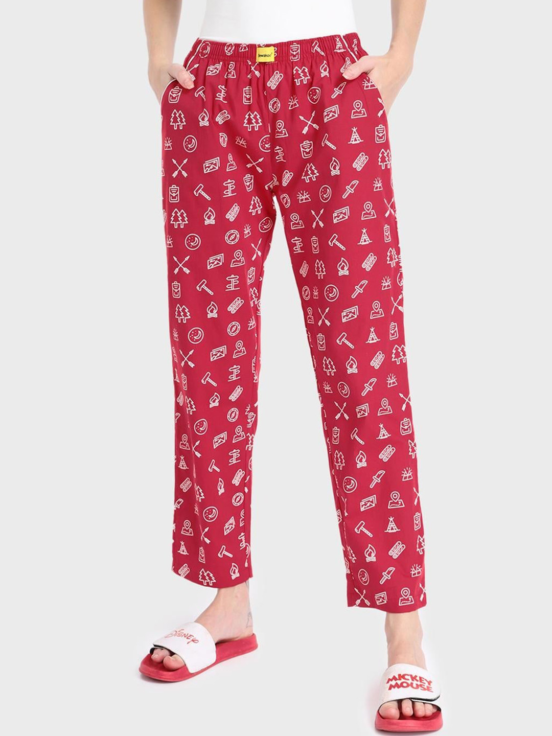 

Bewakoof Women Red Conversational Printed Lounge Pants