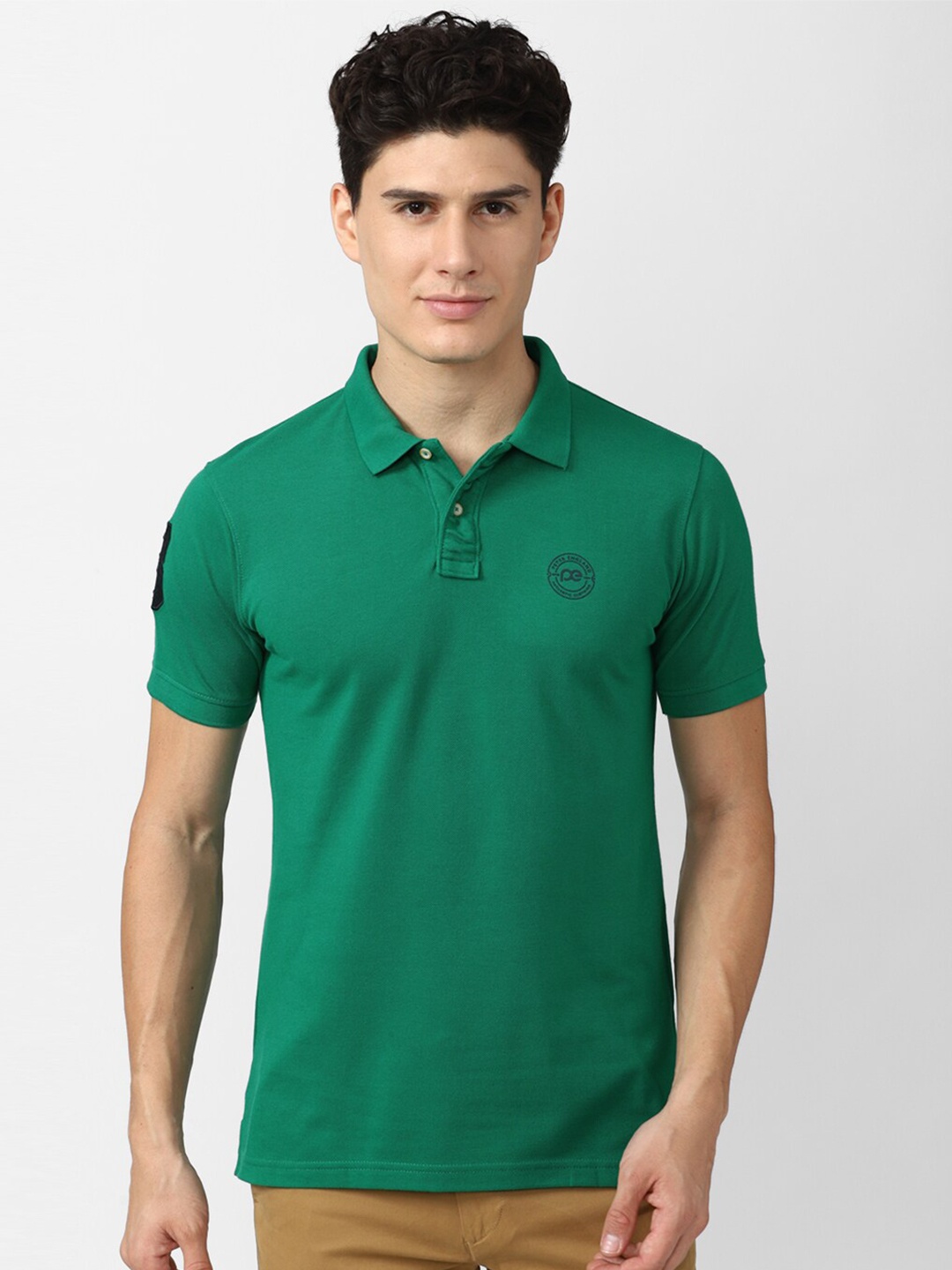 

Peter England Casuals Men Green Polo Collar Slim Fit T-shirt