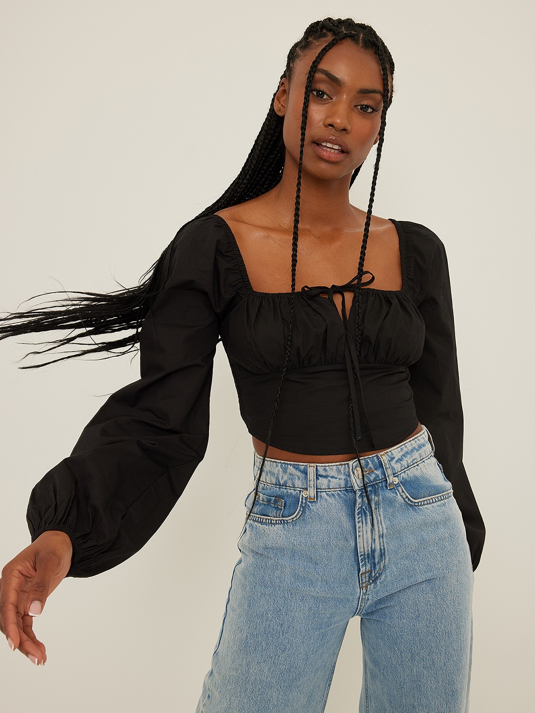 

NA-KD Black Pure Cotton Crop Top
