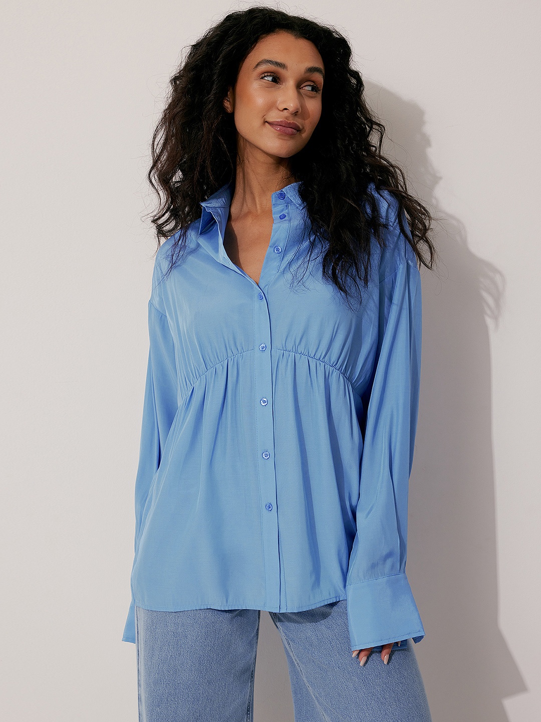

NA-KD Women Blue Waist Detail Casual Shirt