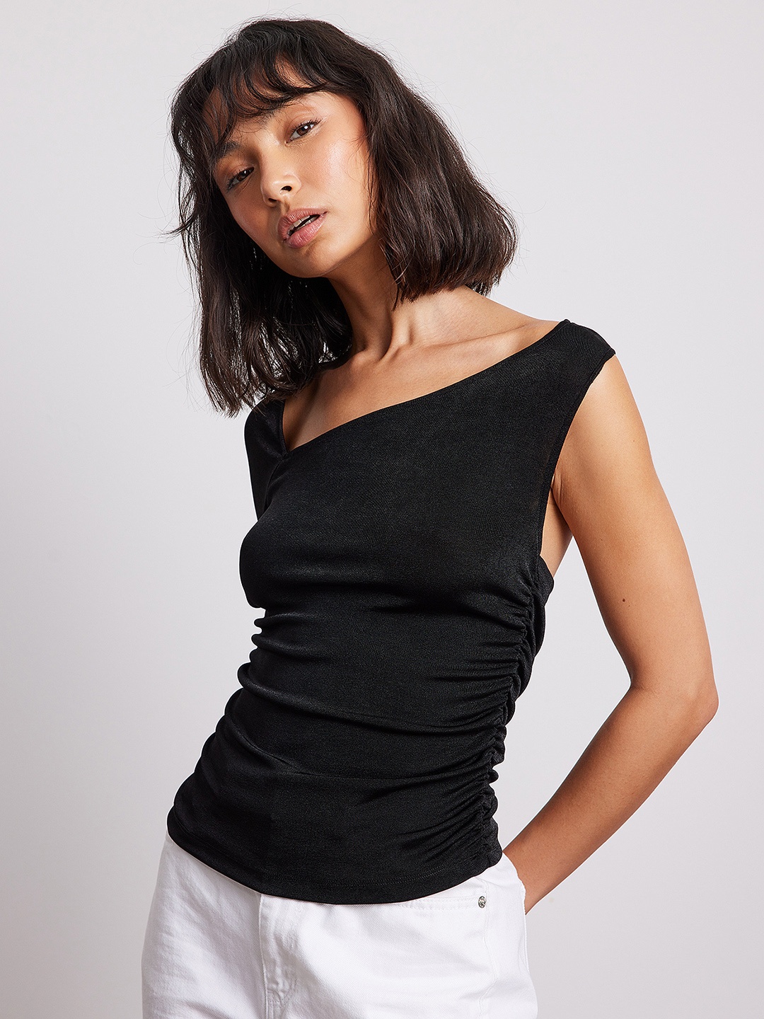 

NA-KD Women Black Solid Styled Back Top