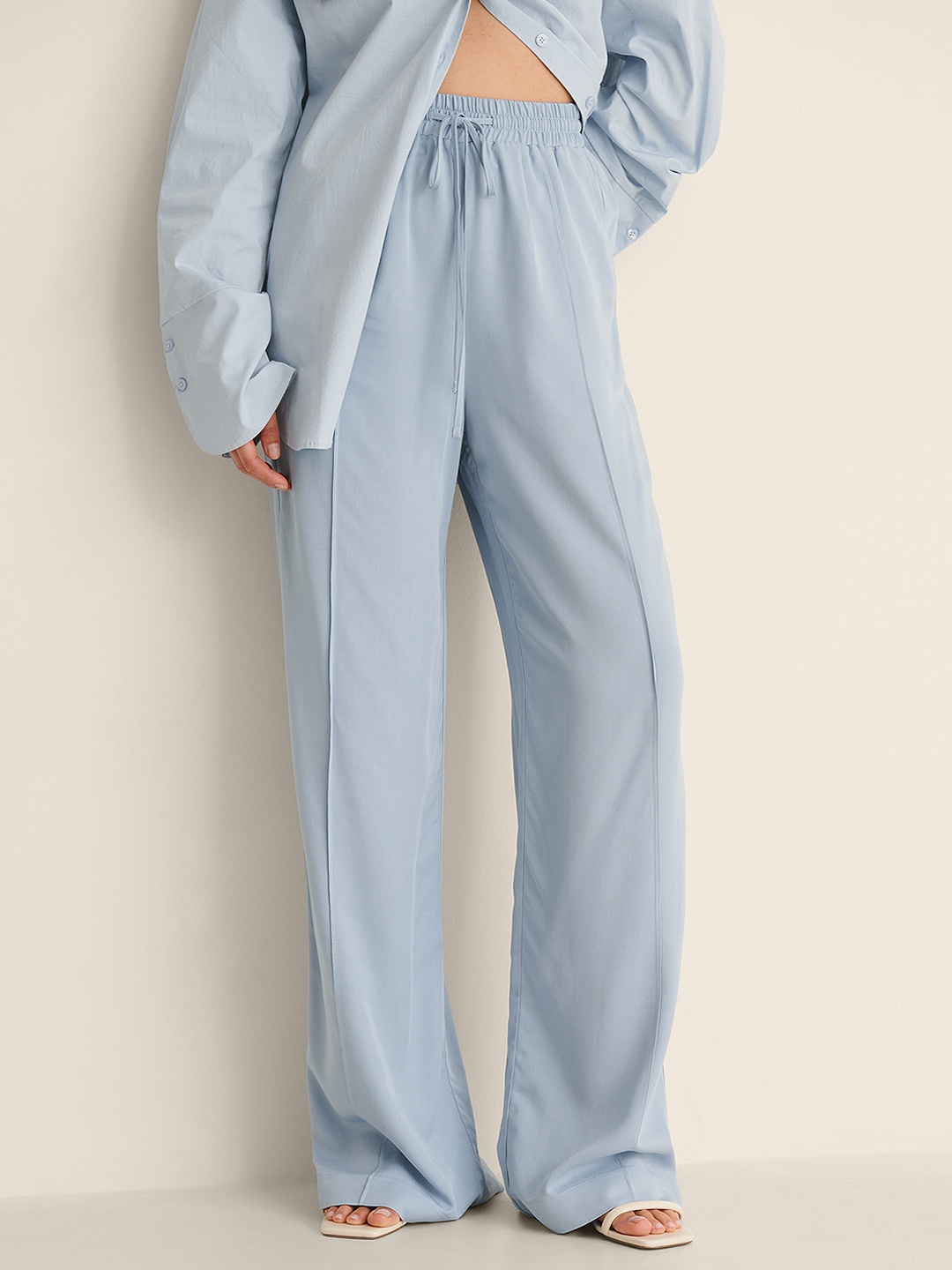

NA-KD Women Blue High-Rise Trousers