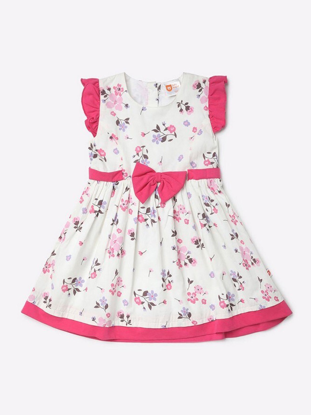 

612League Girls White & Pink Floral Printed Dress