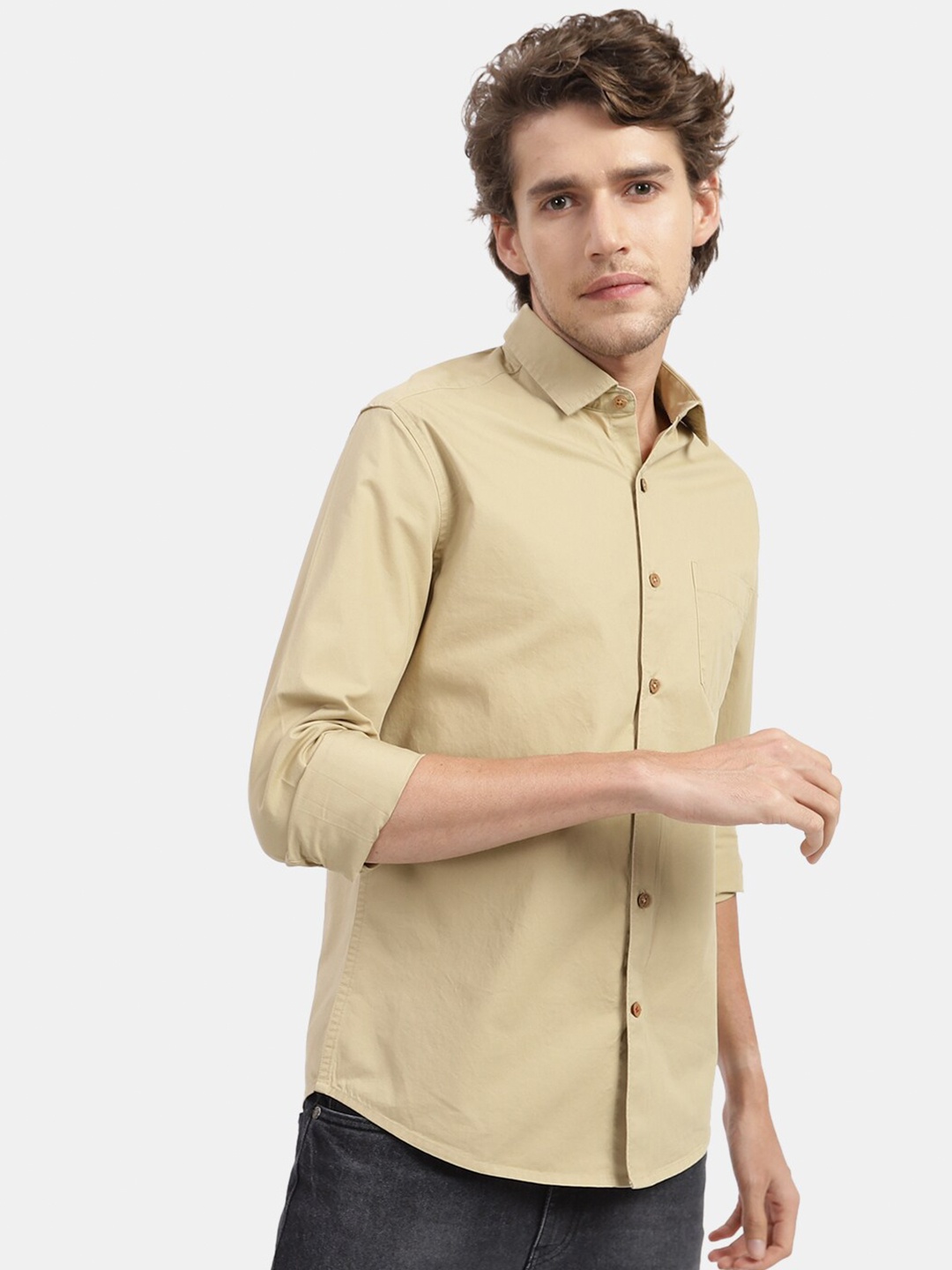 

VASTRADO Men Khaki Cotton Casual Shirt