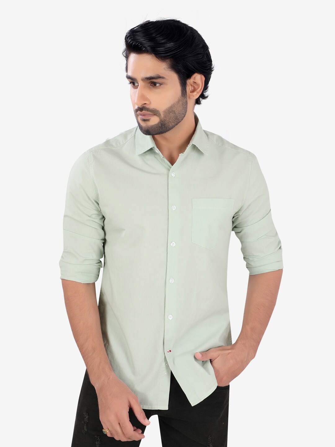 

VASTRADO Men Green Casual Cotton Shirt