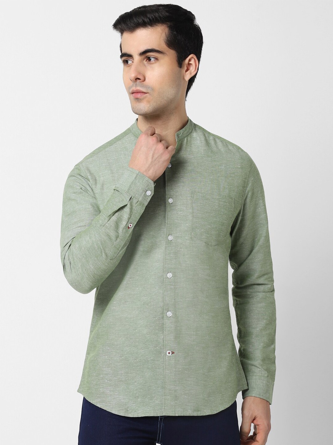 

VASTRADO Men Green Cotton Casual Shirt