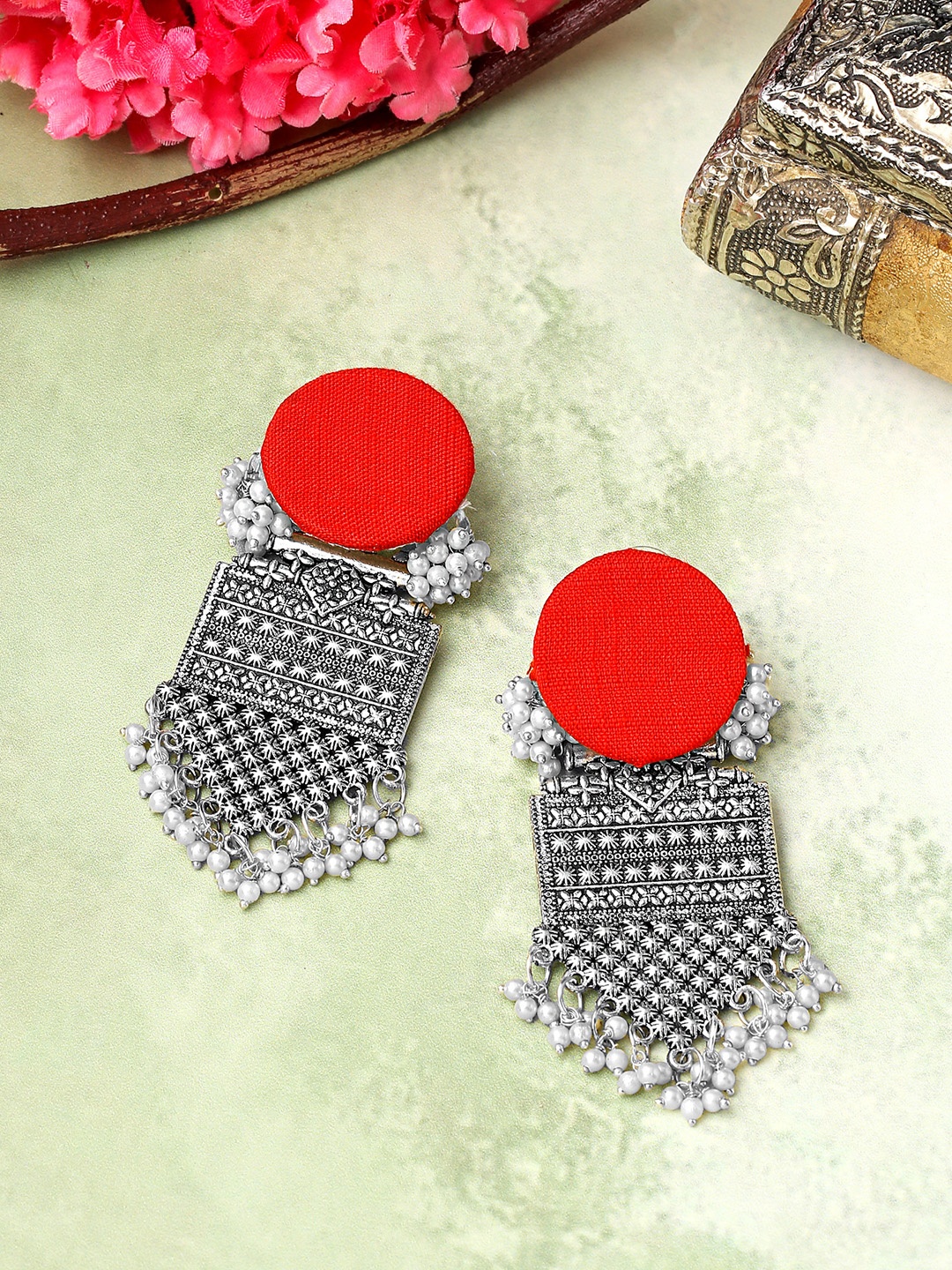 

Yellow Chimes Women Red Contemporary Drop Earrings