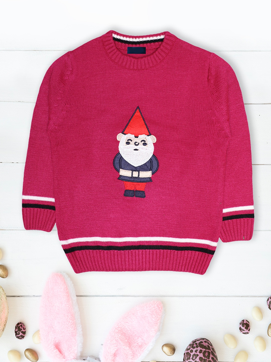 

CHIMPRALA Boys Magenta & White Printed wool Pullover