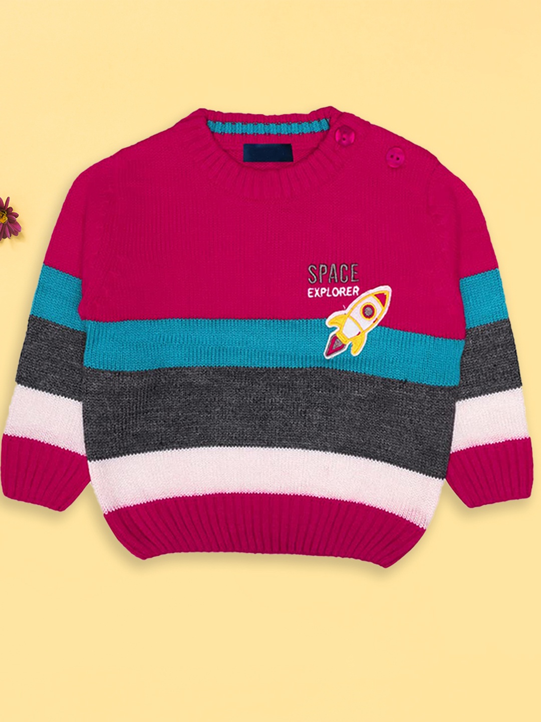 

CHIMPRALA Boys Pink & Blue Colourblocked Pullover