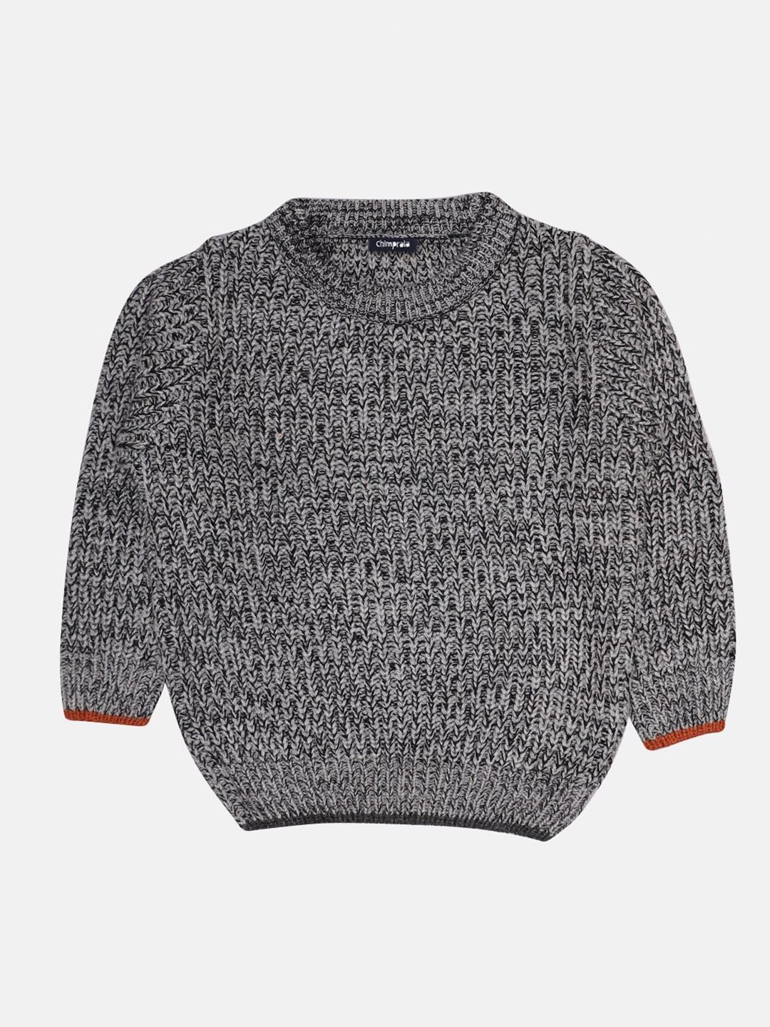 

CHIMPRALA Boys Grey Ribbed Pullover