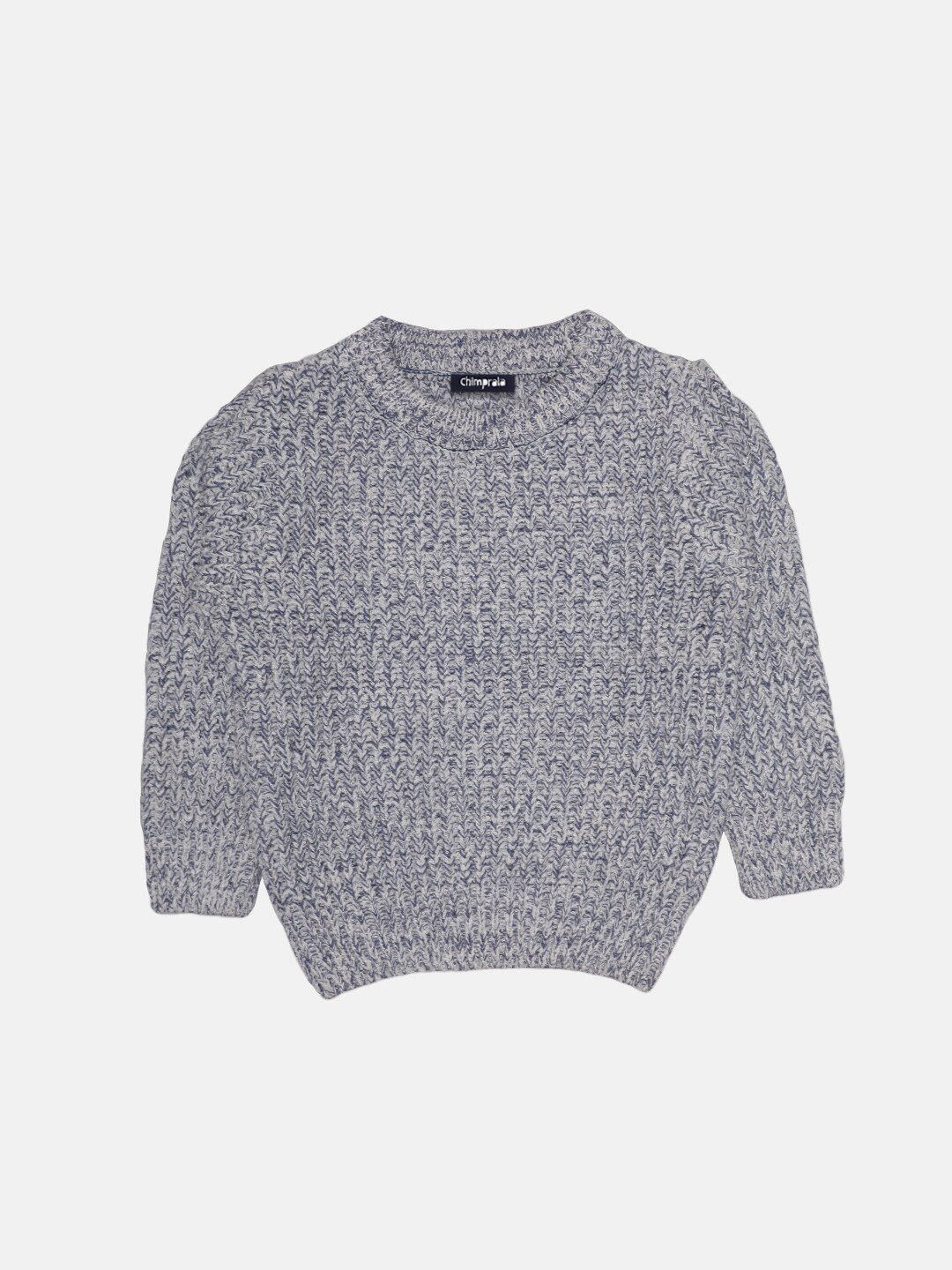 

CHIMPRALA Girls Grey Ribbed Pullover