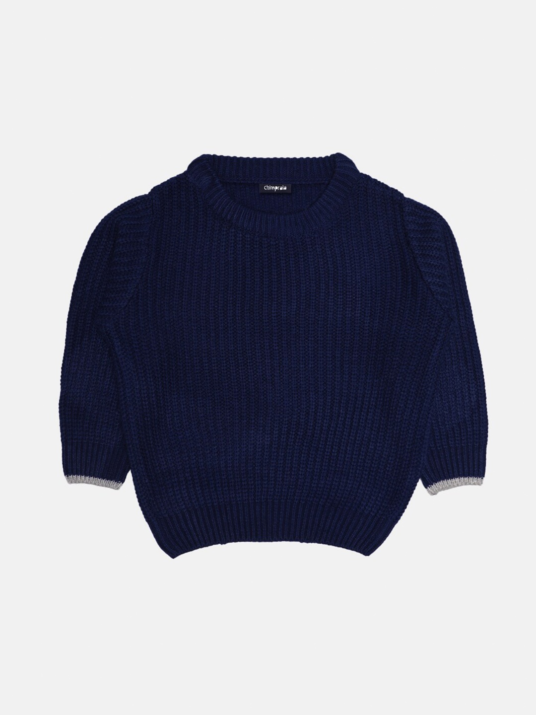 

CHIMPRALA Girls Blue Striped Striped Pullover