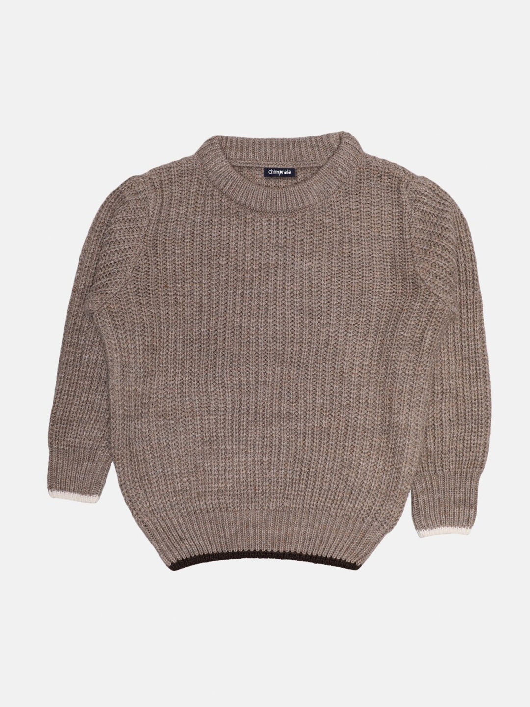 

CHIMPRALA Boys Khaki & Navy Blue Ribbed Pullover