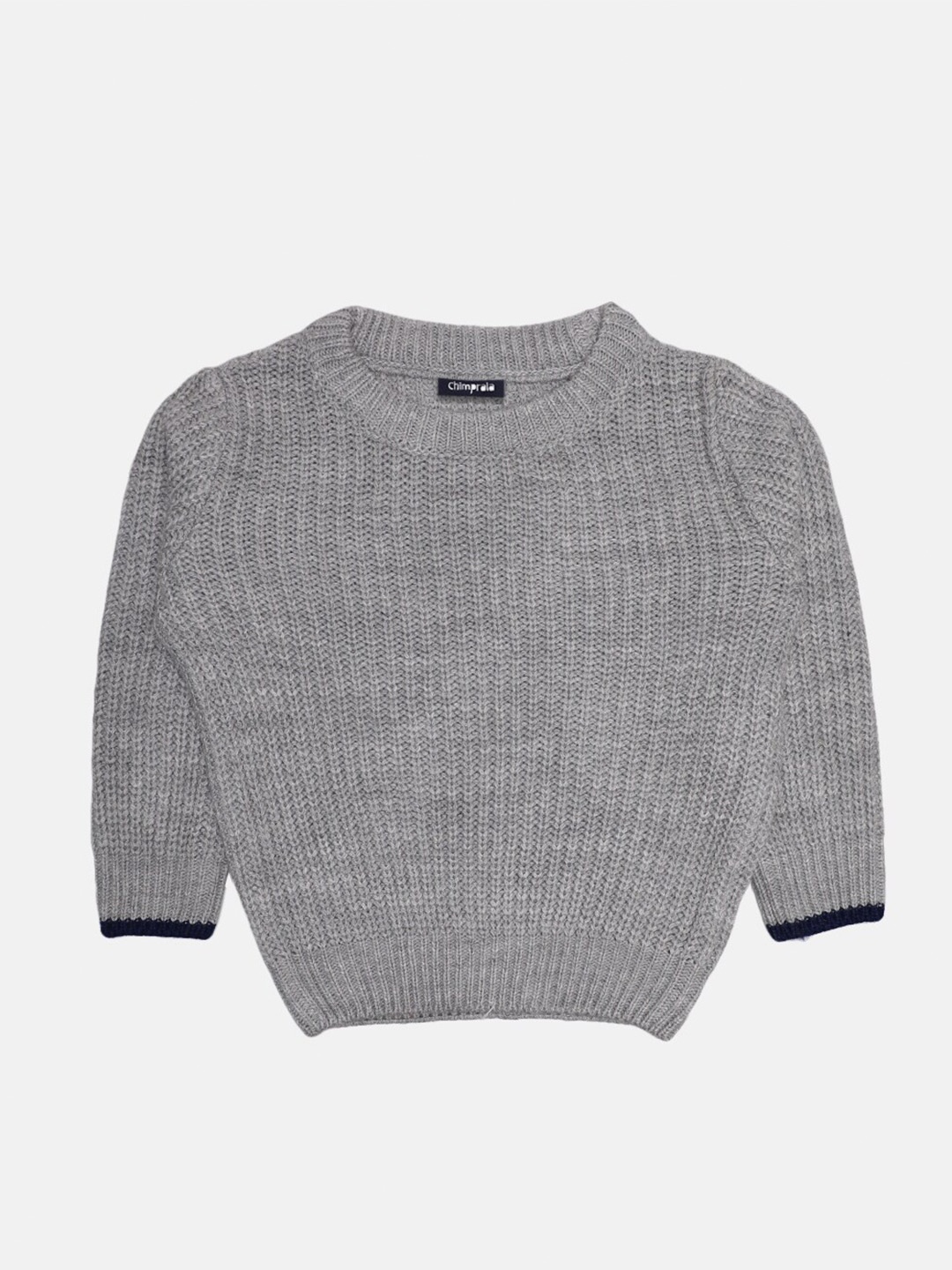 

CHIMPRALA Boys Grey Ribbed Pullover