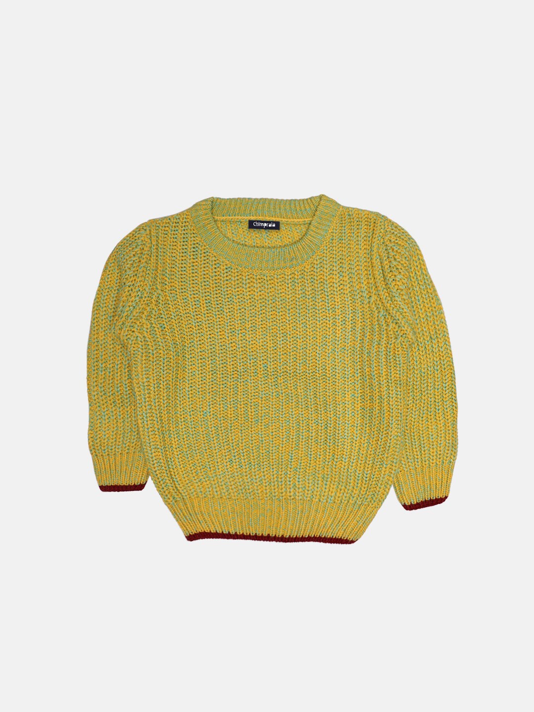 

CHIMPRALA Boys Yellow Ribbed Pullover
