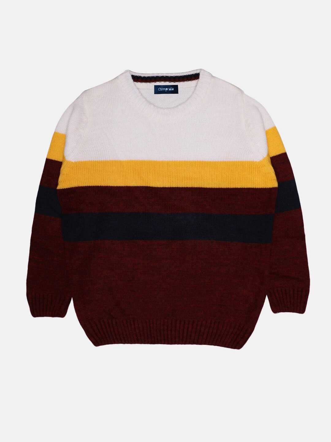 

CHIMPRALA Boys White & Yellow Striped Sweater Vest