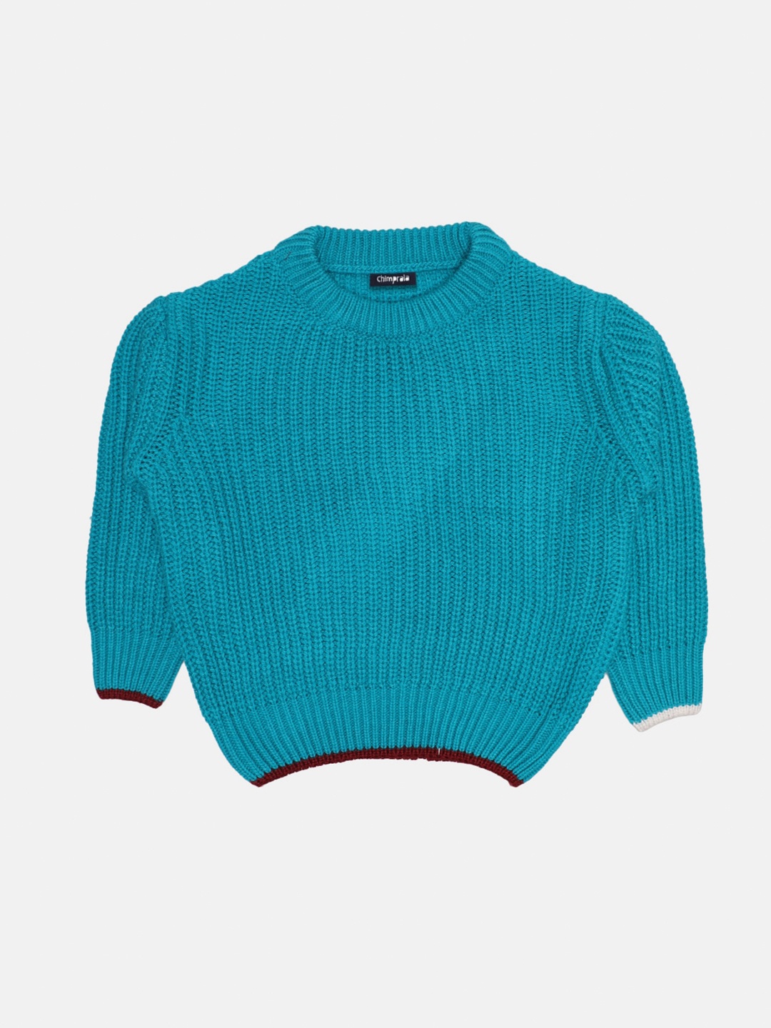 

CHIMPRALA Boys Sea Green & Maroon Cable Knit Pullover
