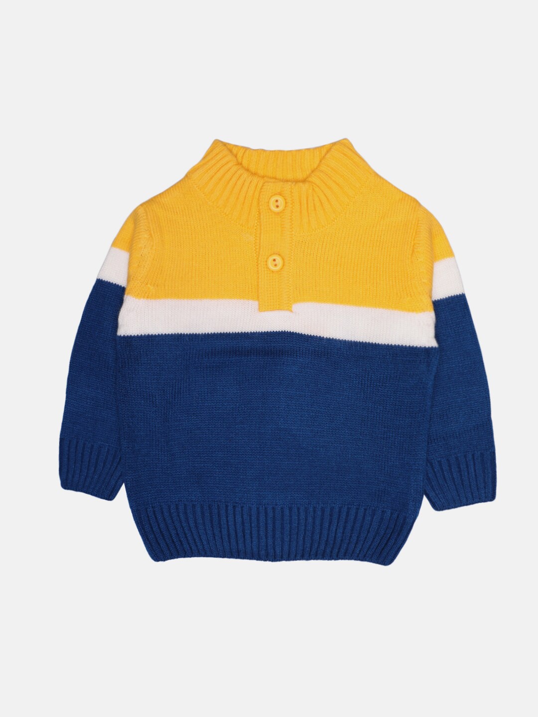 

CHIMPRALA Boys Yellow & Navy Blue Colourblocked Pullover