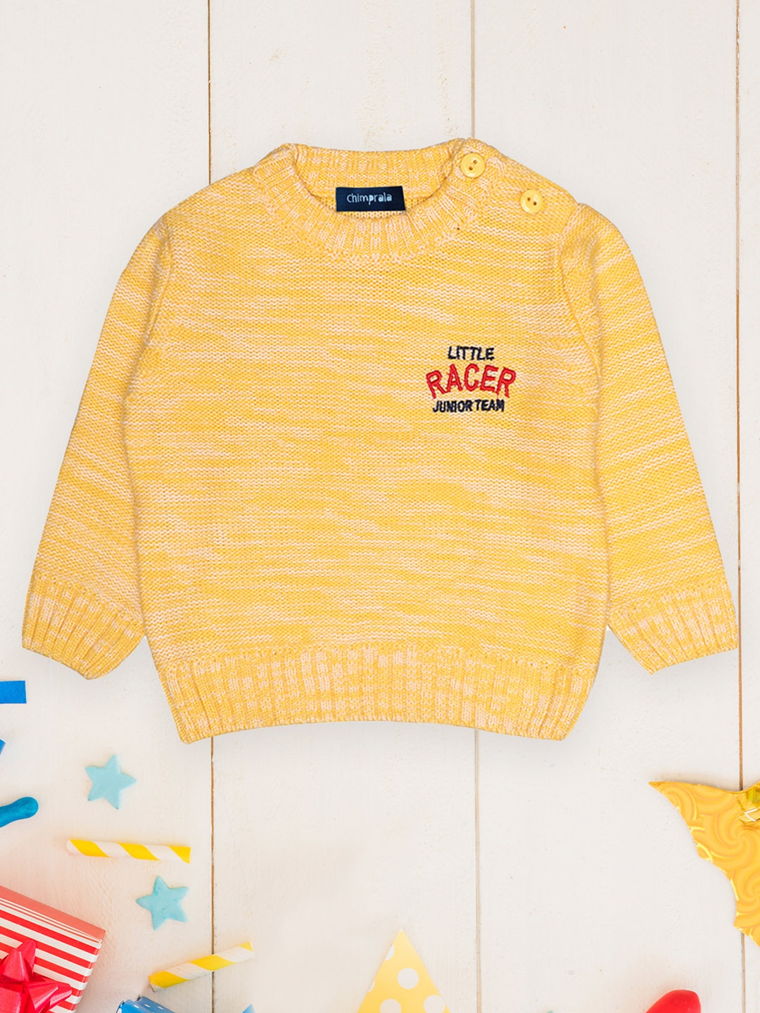 

CHIMPRALA Boys Yellow & White Woolen Pullover