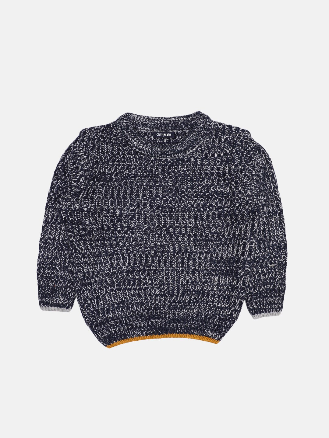 

CHIMPRALA Boys Grey Melange Ribbed Pullover