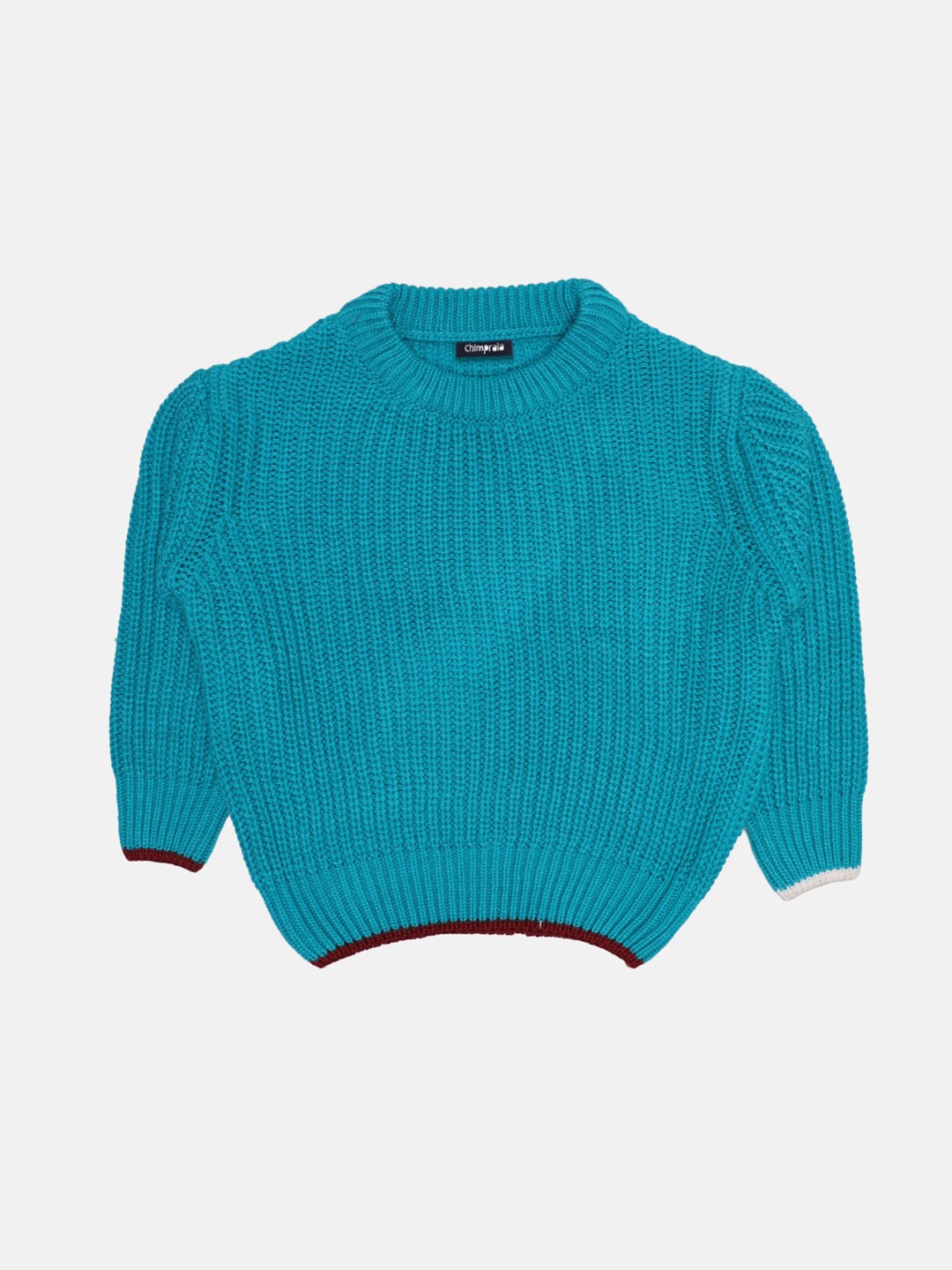 

CHIMPRALA Girls Sea Green Ribbed Pullover