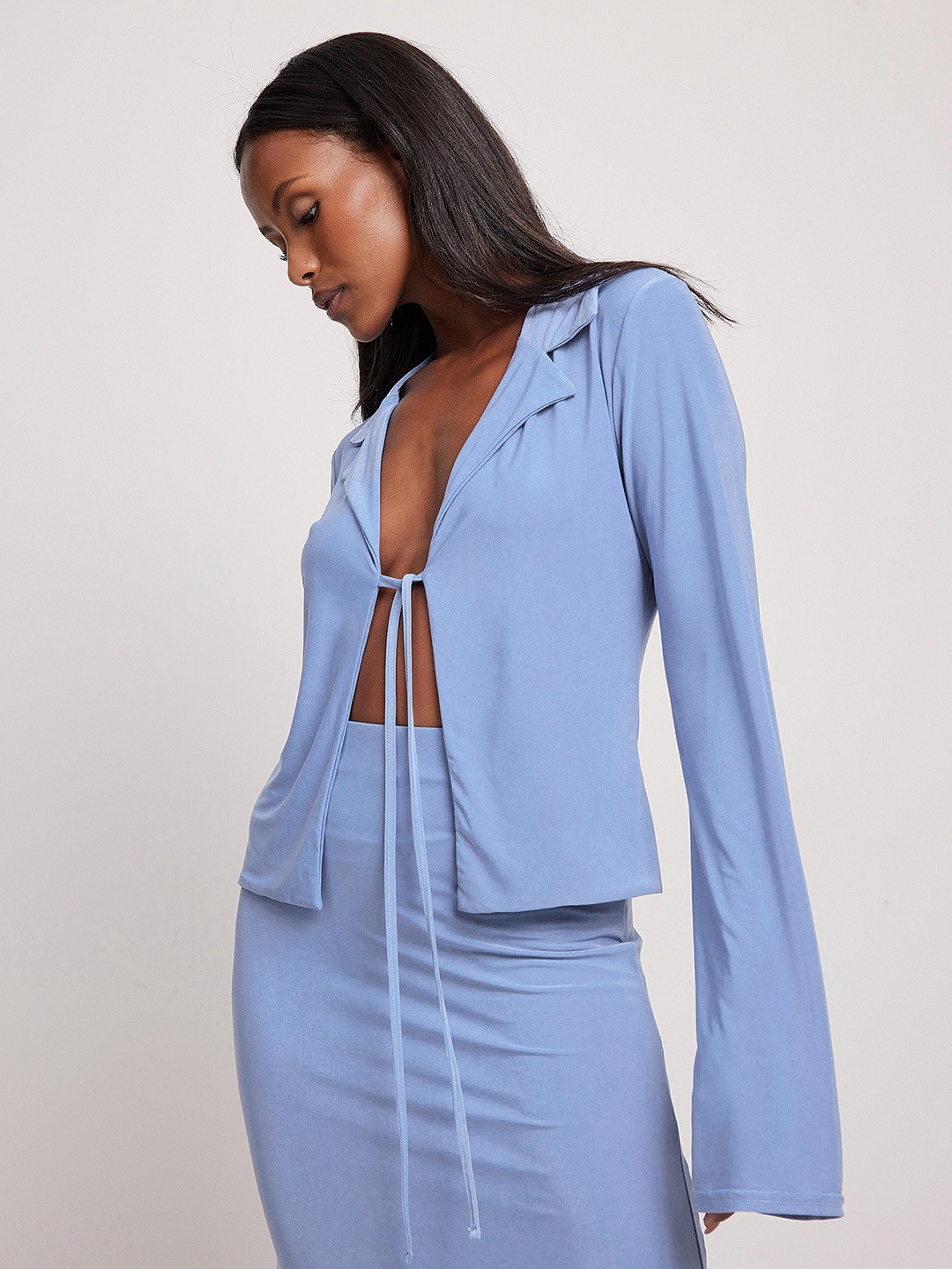 

NA-KD Blue Solid Shirt Style Top