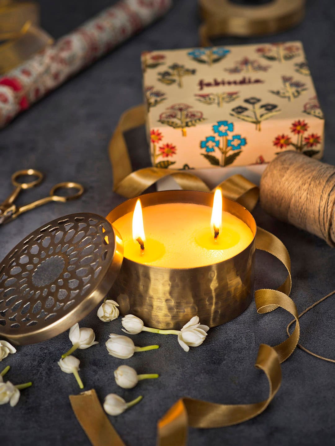 

Fabindia Gold-Toned Jasmine Fragrance Candle Home Gift Sets