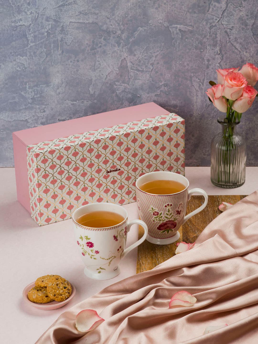 

Fabindia Set Of 2 White & Pink Printed Ceramic Mug Gift Sets