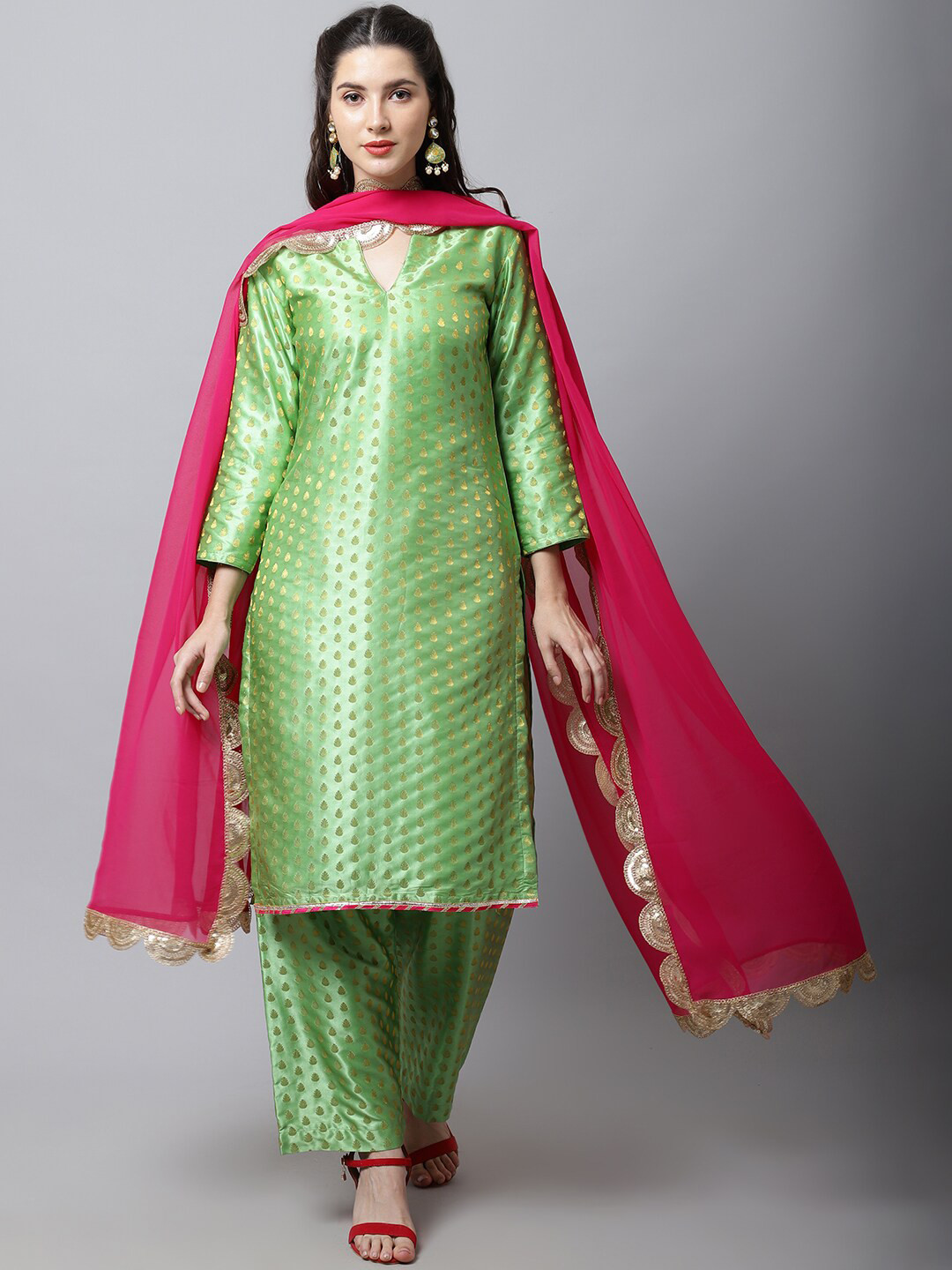 

anokherang Women Green Kurta with Palazzos & With Dupatta