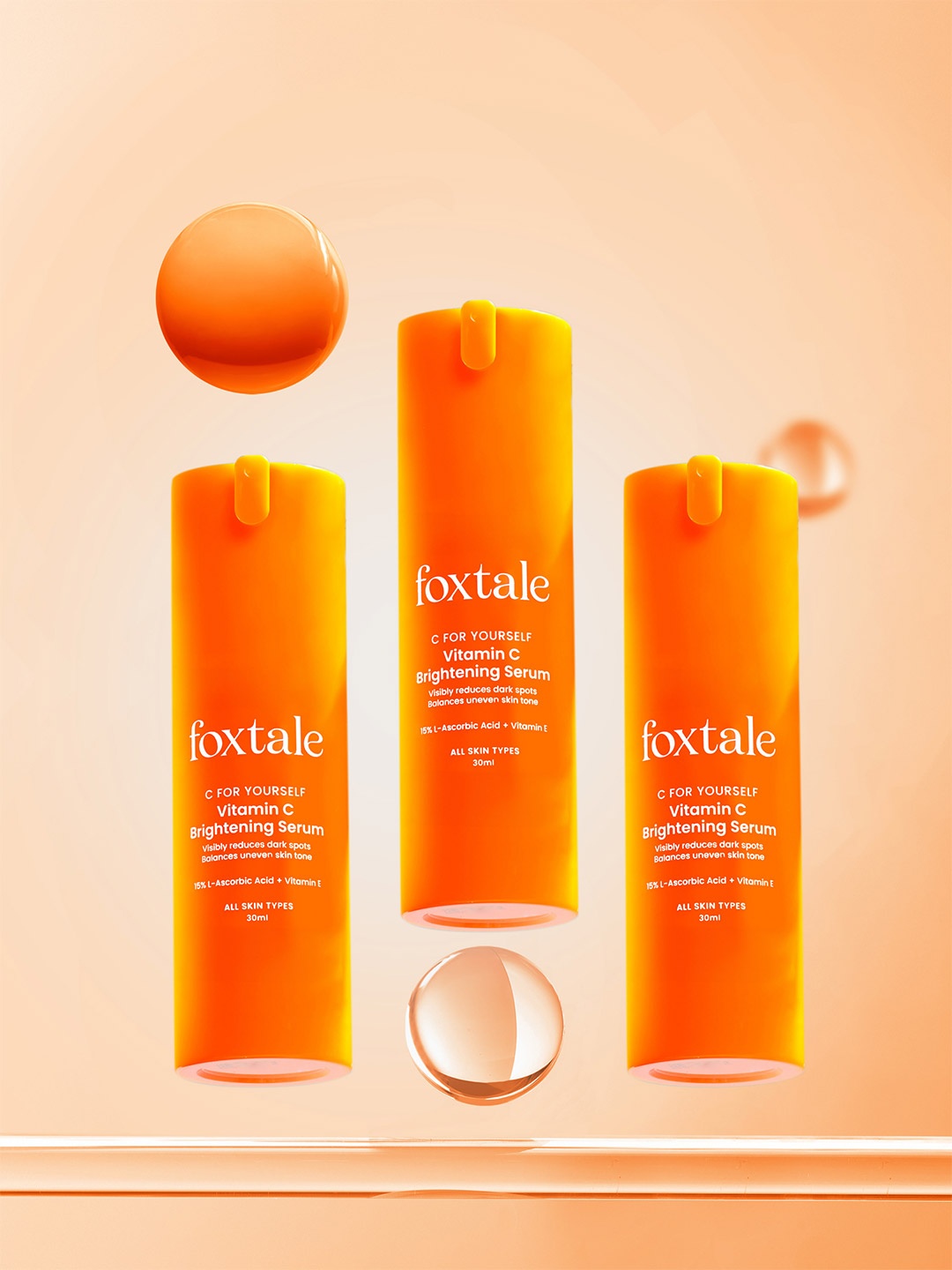 

Foxtale L-Ascorbic Acid & VitE Brightening Vitamin C Serum For Glowing Skin, Orange