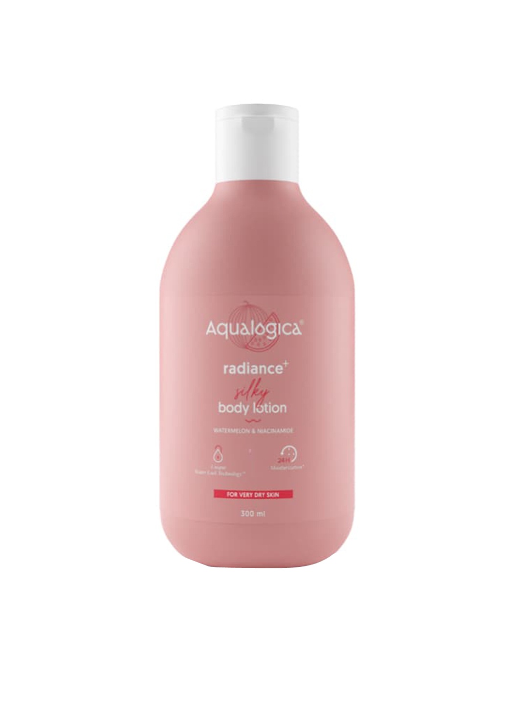 

Aqualogica Radiance Plus Silky Dry Skin Body Lotion with Watermelon & Niacinamide 300 ml, Pink
