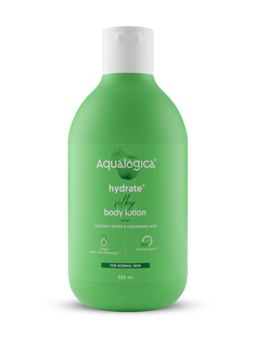 

Aqualogica Hydrate Plus Silky Body Lotion with Coconut Water & Hyaluronic Acid-300 ml, Green