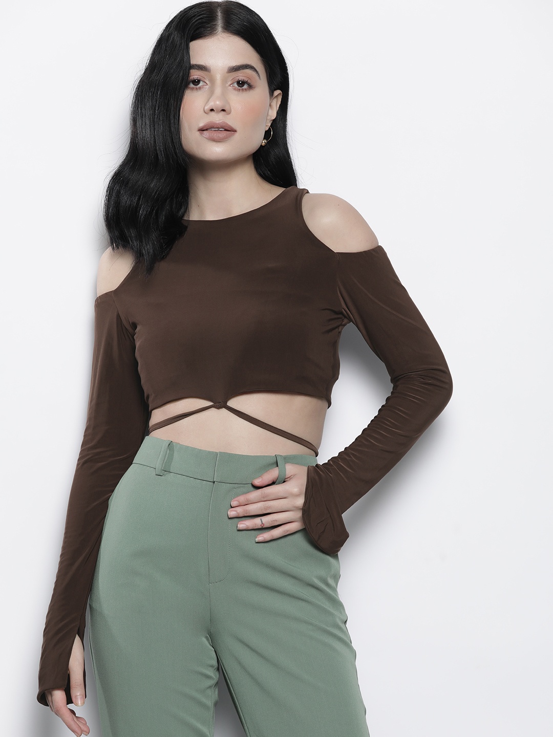 

NA-KD Brown Solid Crop Top
