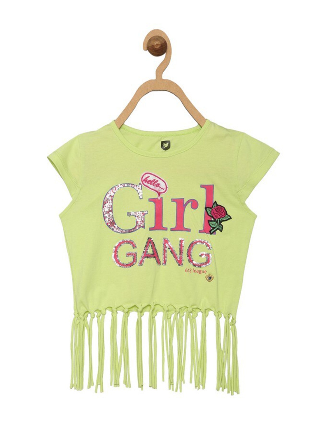 

612League Girls Green Printed Top