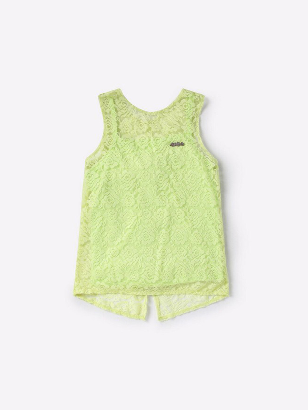 

612League Girls Green High-Low Pure Cotton Top