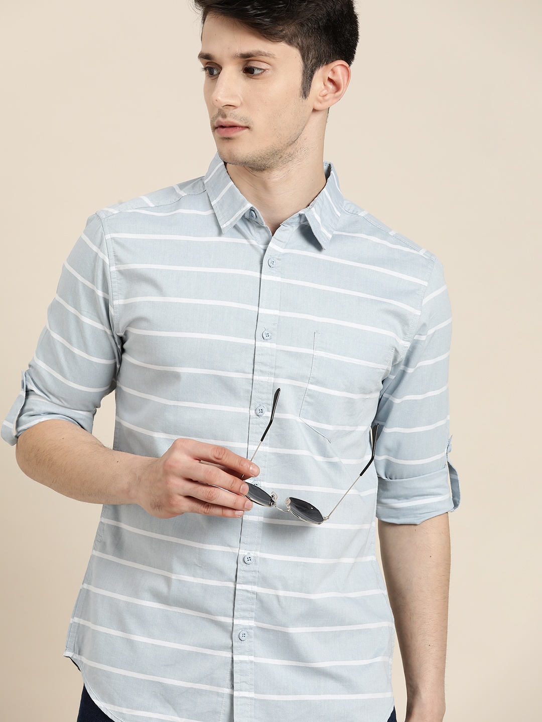 

Moda Rapido Men Slim Fit Striped Casual Shirt, Blue