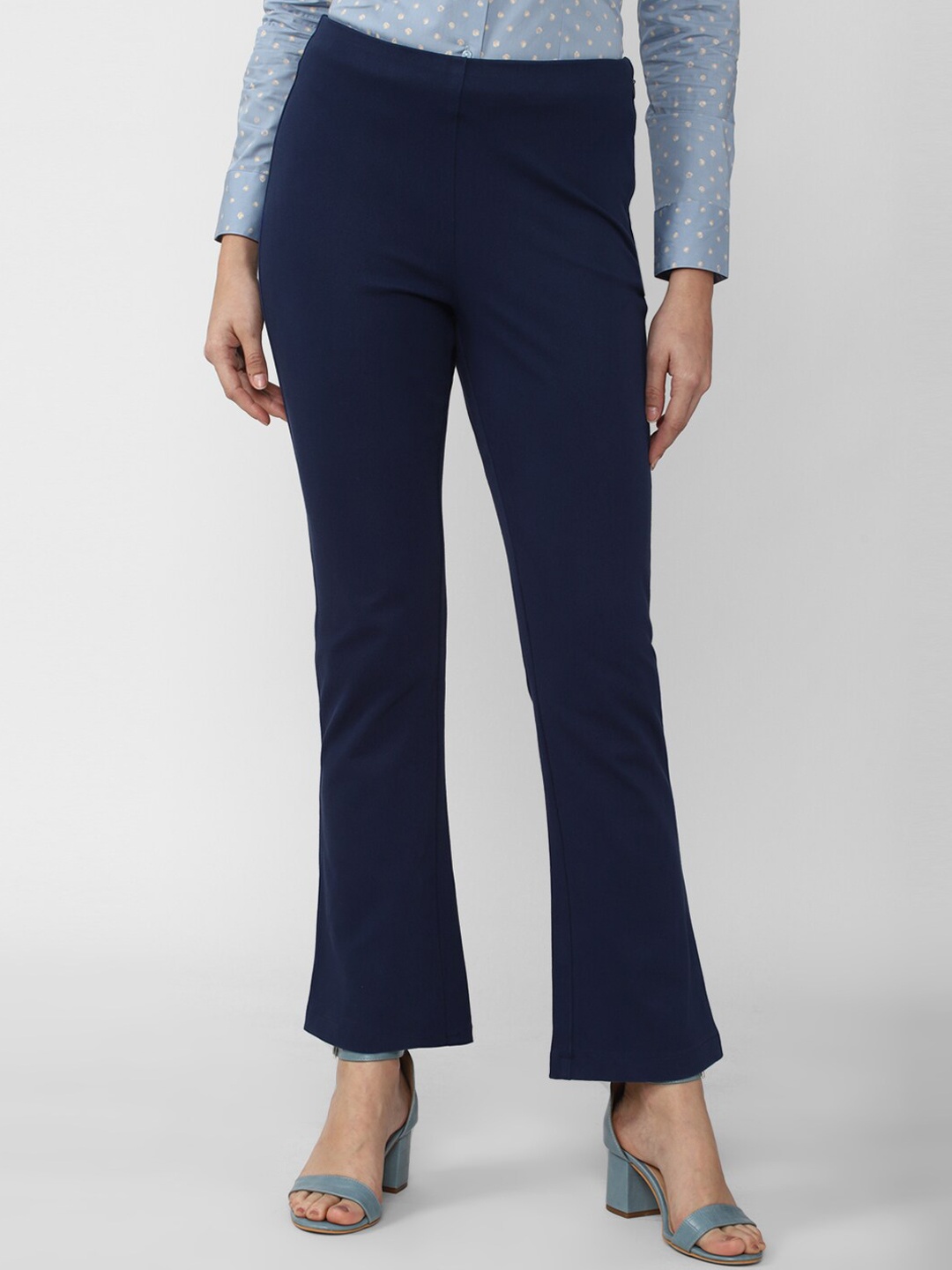 

Van Heusen Women Women Navy Blue Solid Bootcut Trousers