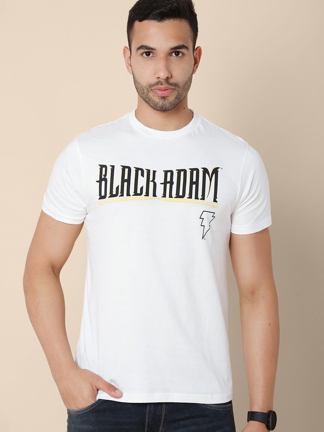 

Free Authority Black Adam Printed Tshirt For Men, White