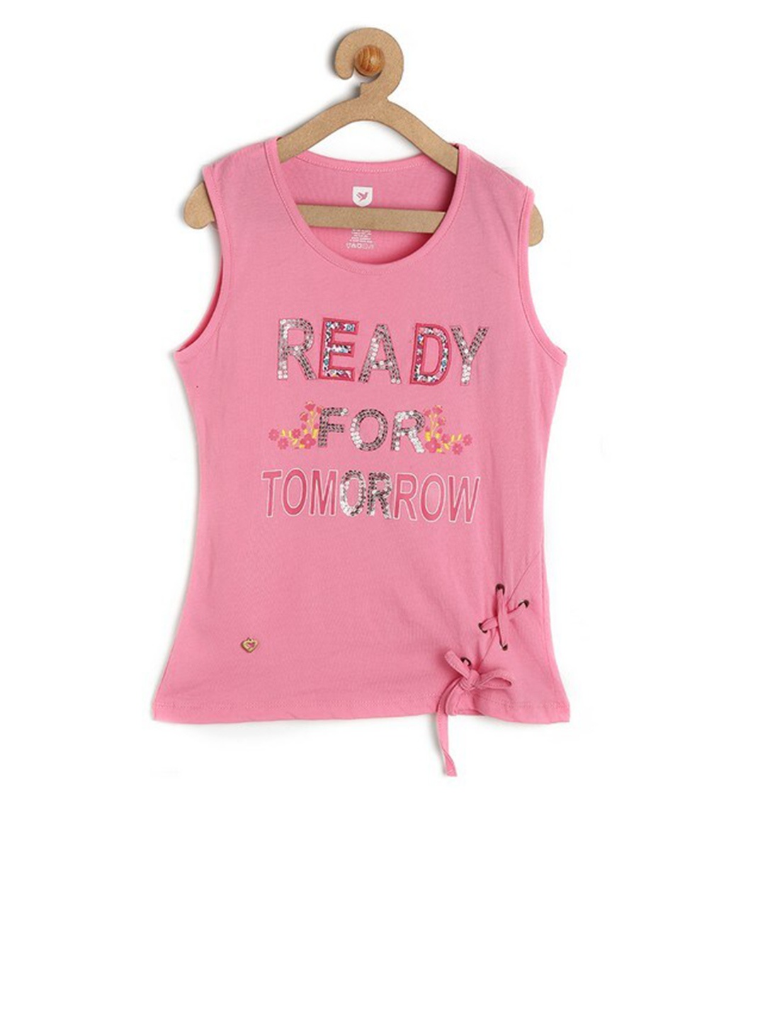

612League Girls Pink Printed Top