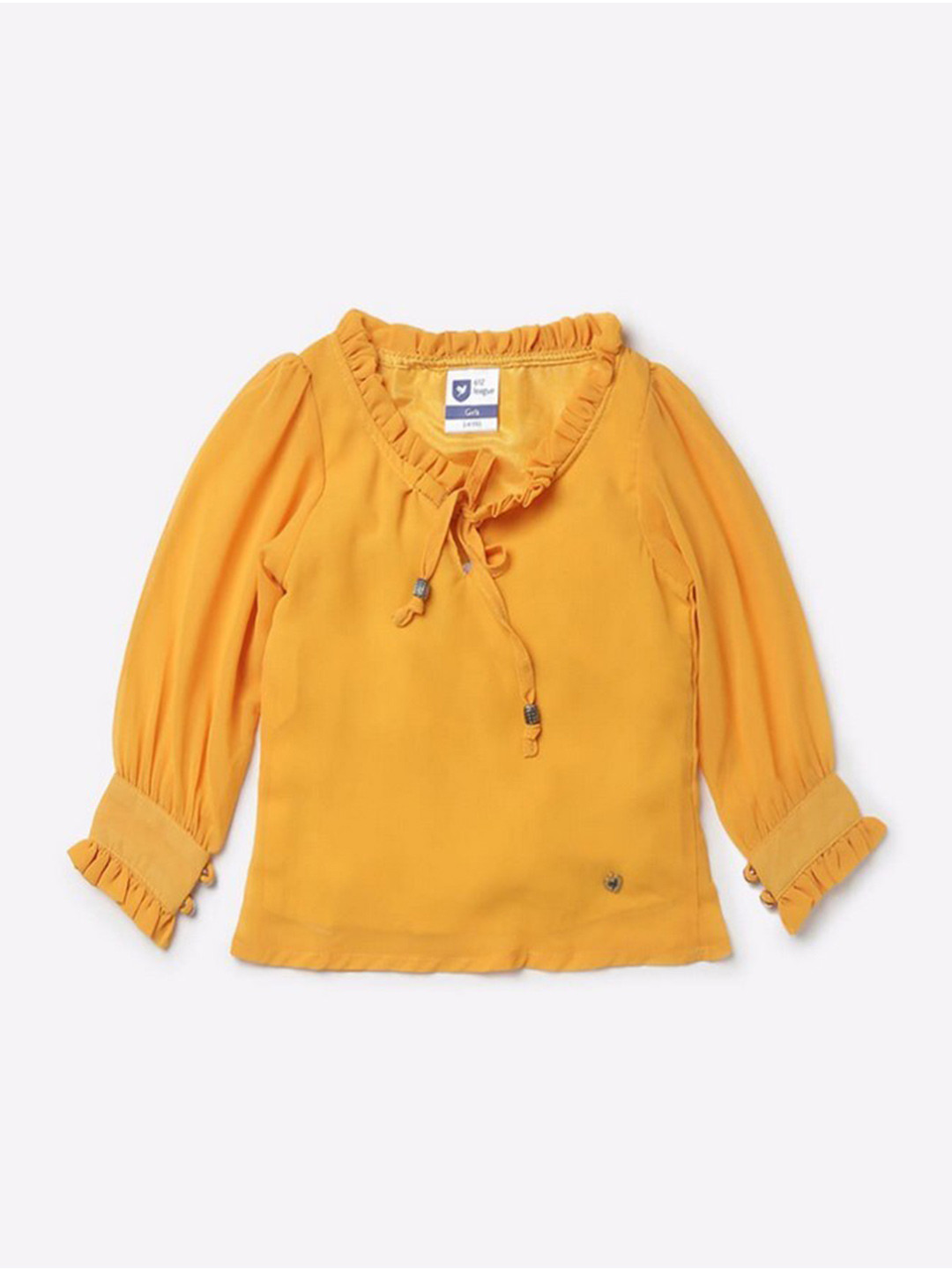 

612League Girls Yellow Mandarin Collar Top