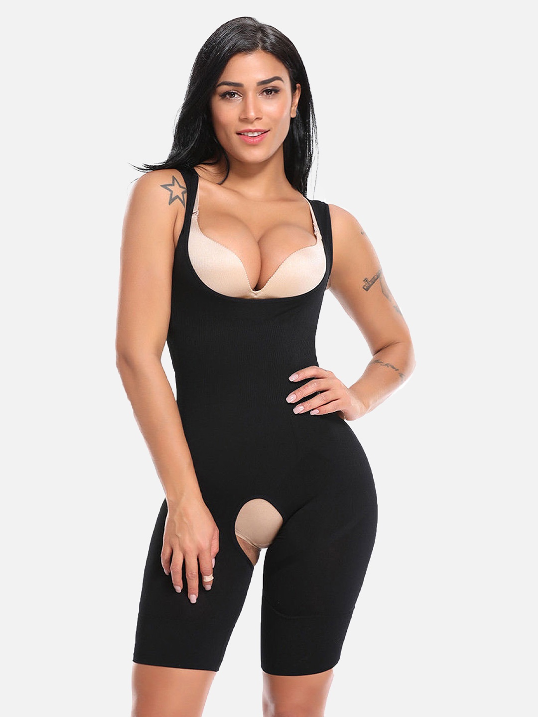 

DEALSEVEN FASHION Women Black Solid Body Shapewear