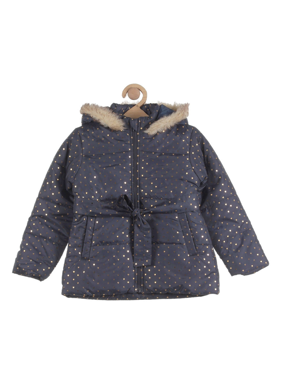 

Lil Lollipop Girls Blue Lightweight Outdoor Polka Dot Print Puffer Jacket