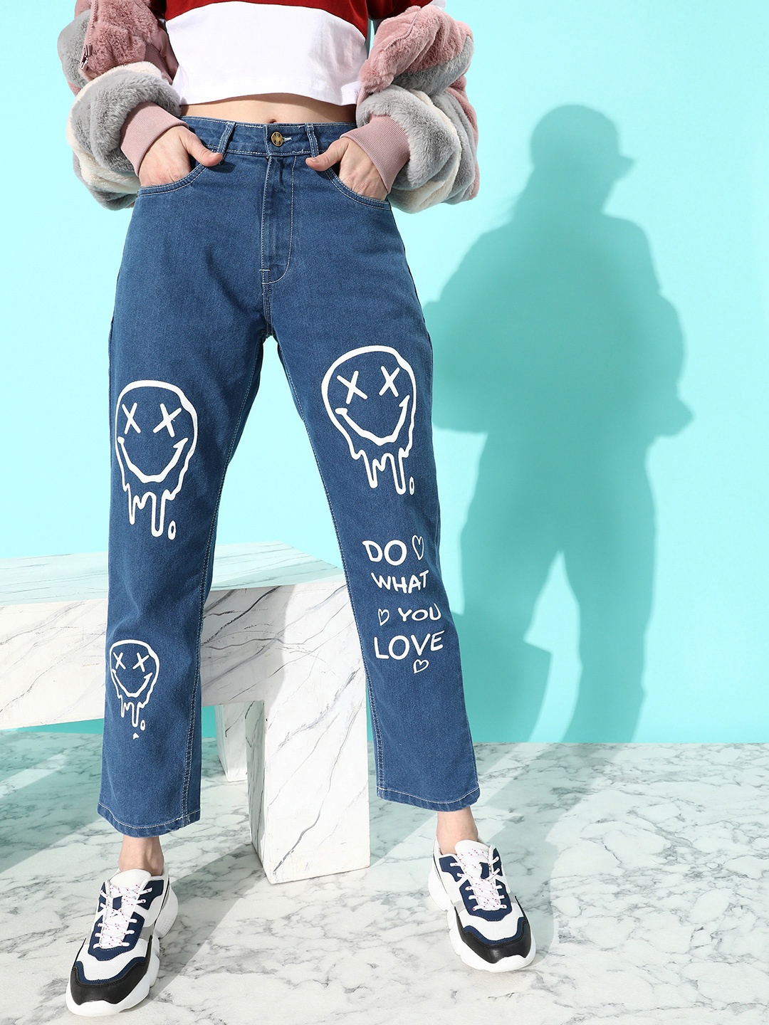 

Kook N Keech Women Straight Fit High-Rise Light Fade Jeans, Blue