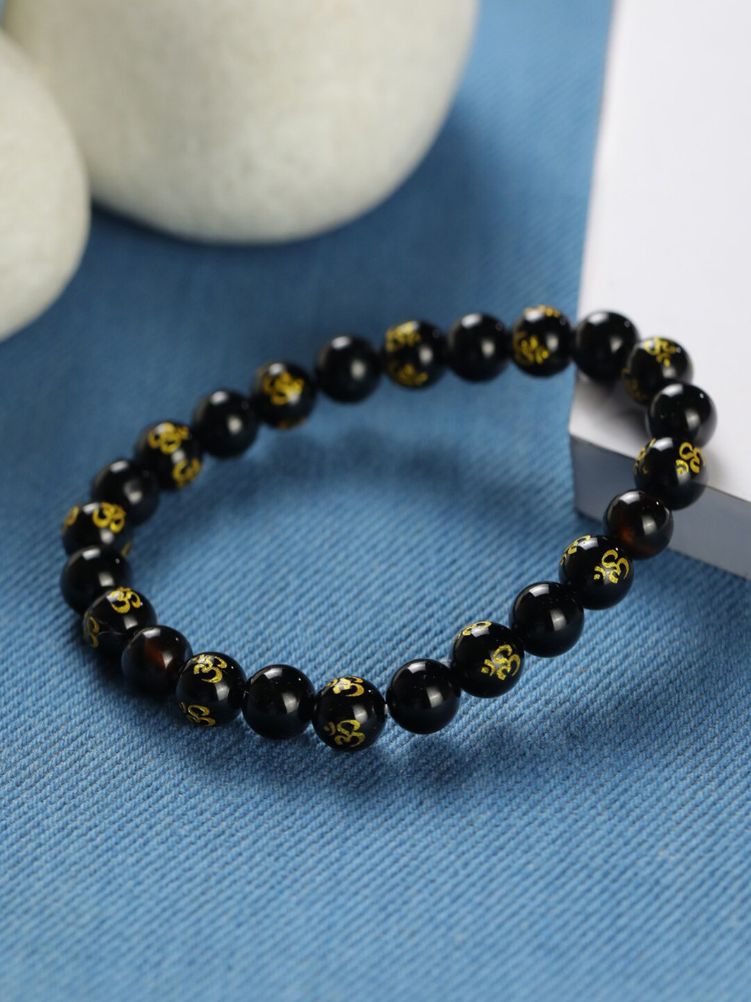 

Priyaasi Men Black Bead Bracelet