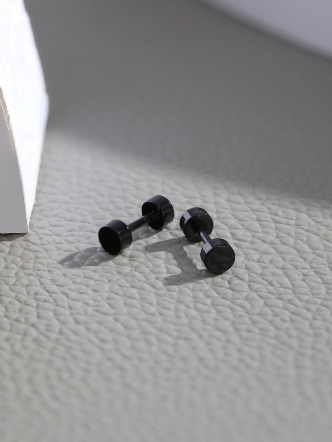 

Priyaasi Men Black Circular Drop Earrings